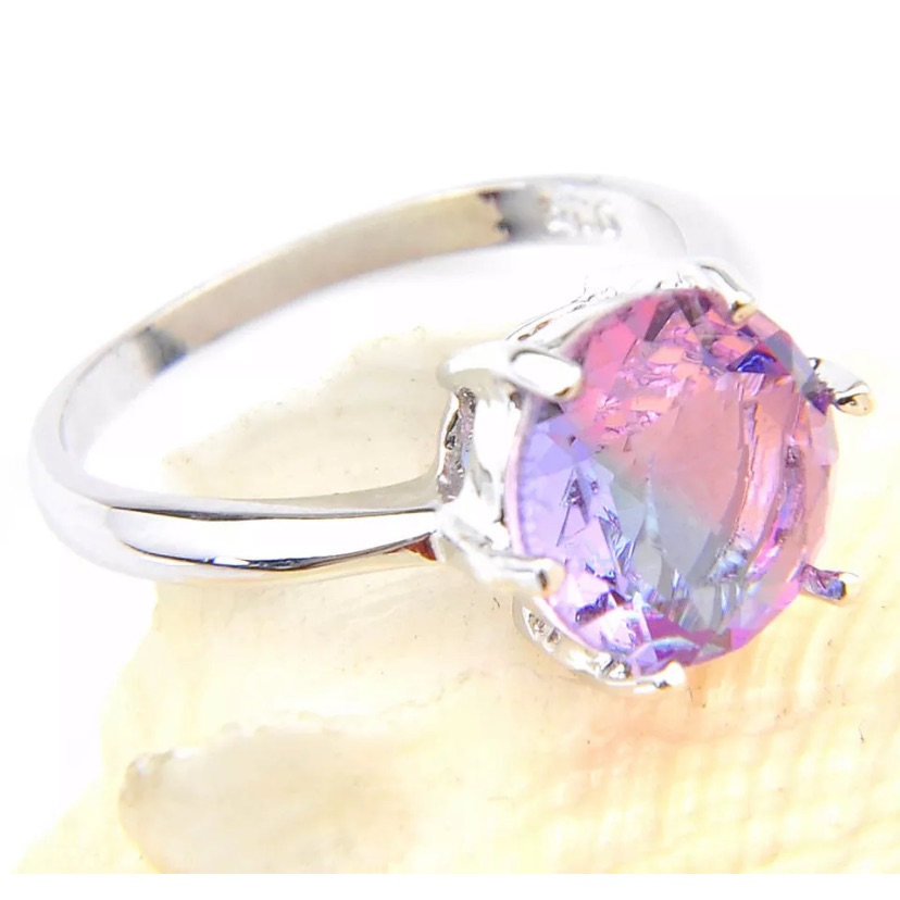 Tourmaline Bi Colored  Sterling Silver Ring Size 9